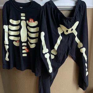 Gymboree Skeleton Adult Glow in the Dark Skeleton Black 2PC PJ Lounge Set 2XL